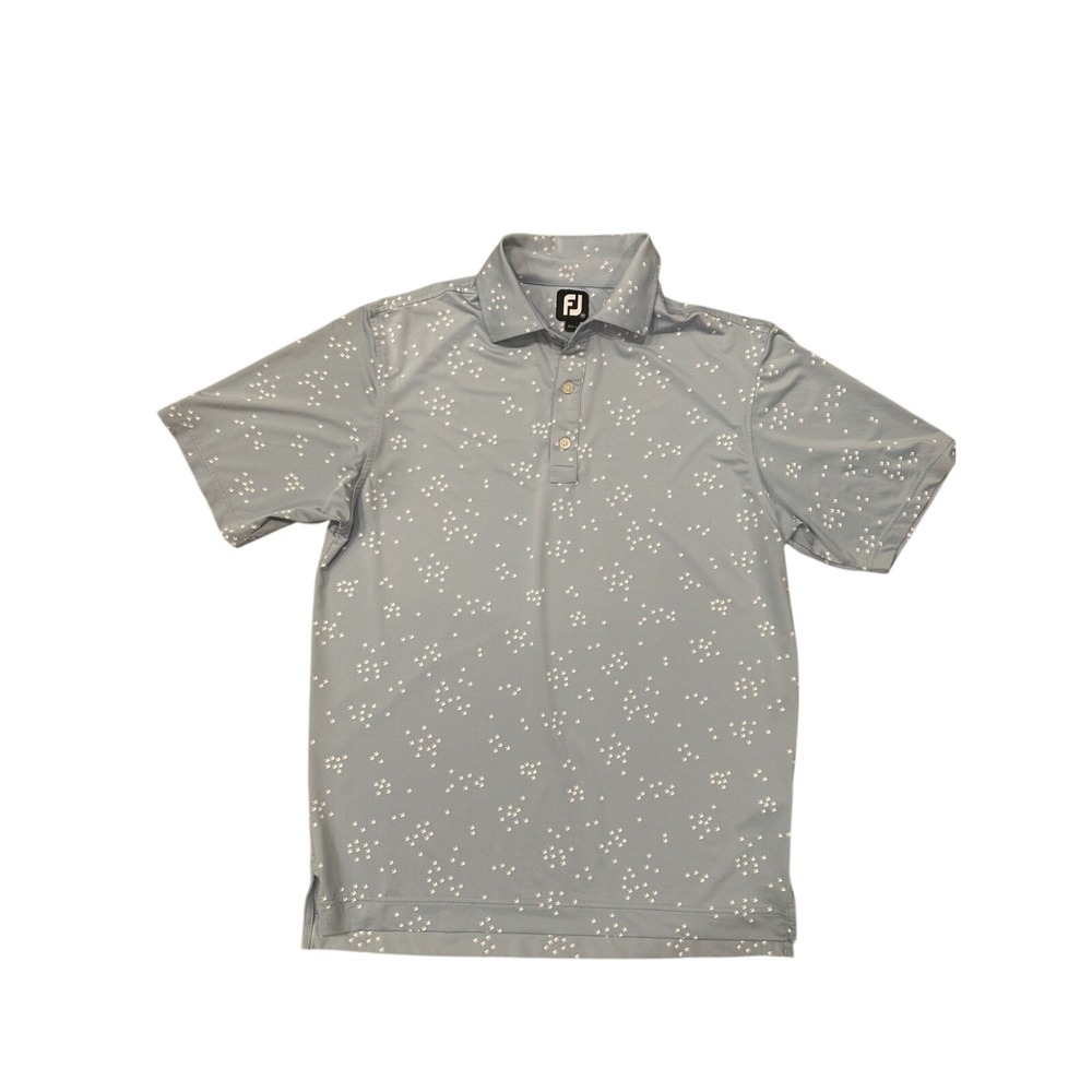 FootJoy FJ Mens Golf‎ Polo Shirt Blue White Bird Print Short Sleeve Size M